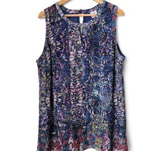 CABI Stained Glass Pebbled Multi-Color Sleeveless Blouse XL